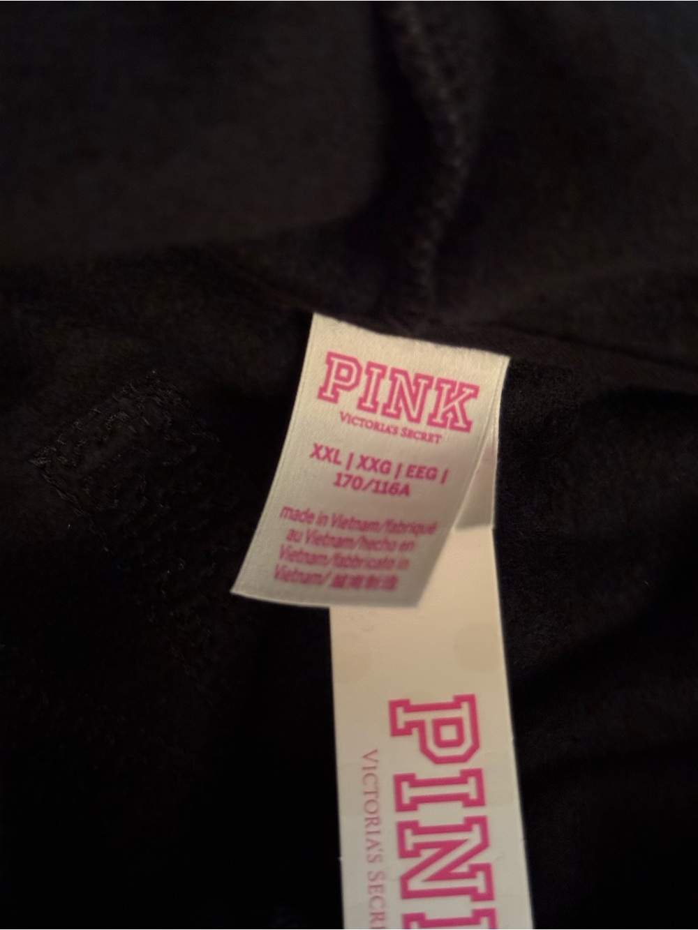 VS PINK CAMPUS FLEECE FULL ZIP HOODIE SWEATSHIRT BLACK BLING 86 LOVE HEART NWT - Picture 7 of 8